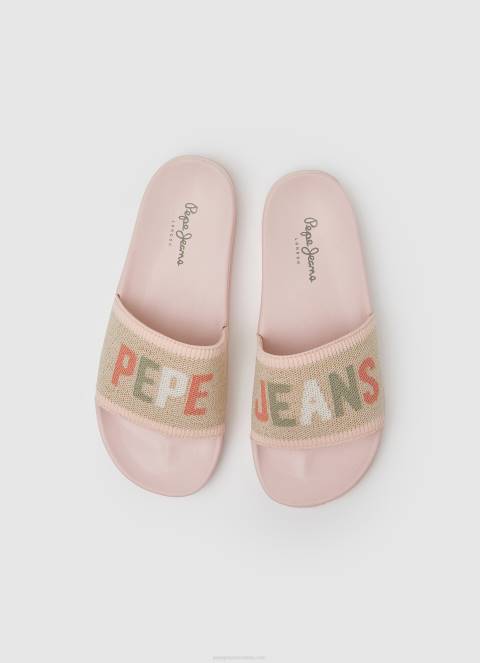 žene svijetloružičasta klizne pletene japanke za plažu Pepe Jeans JZ8H693