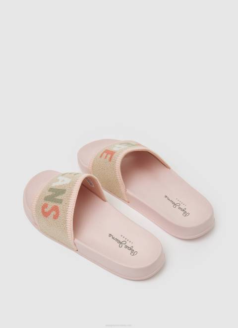 žene svijetloružičasta klizne pletene japanke za plažu Pepe Jeans JZ8H693