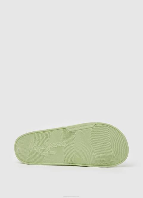 žene svježe zelene slider japanke za plažu s logotipom Pepe Jeans JZ8H688