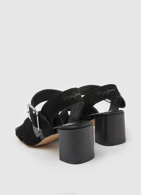 žene crno altea basic sandale od brušene kože Pepe Jeans JZ8H648