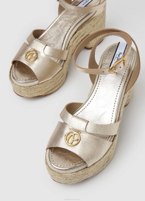 žene zlato noćne kožne sandale od karamela Pepe Jeans JZ8H646