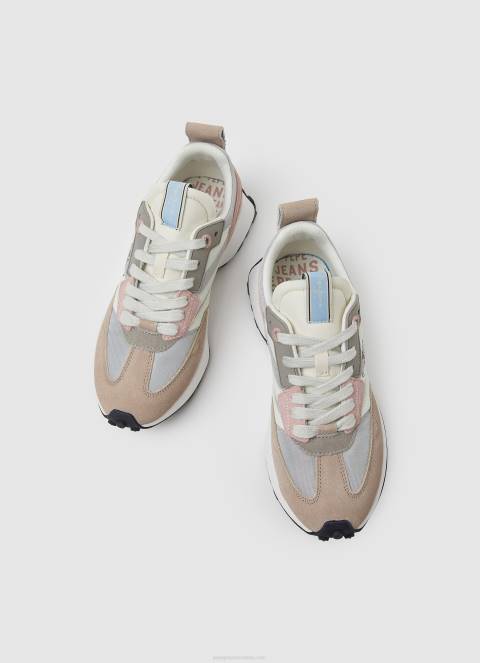 žene biserno srebro kombinirane tenisice s printom sreće Pepe Jeans JZ8H574