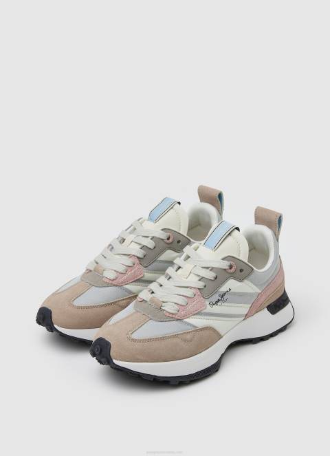 žene biserno srebro kombinirane tenisice s printom sreće Pepe Jeans JZ8H574