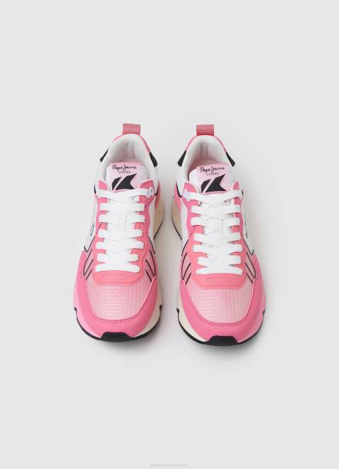 žene neon ružičasta brit pro neon kombinirane tenisice Pepe Jeans JZ8H577