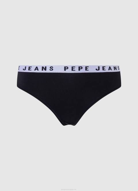 žene crno klasične tange s otisnutim logom Pepe Jeans JZ8H569