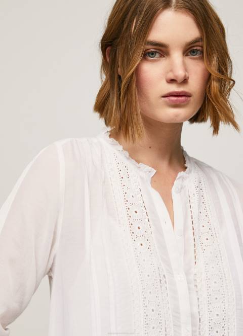 žene bijela patris haljina s ažur detaljima Pepe Jeans JZ8H148