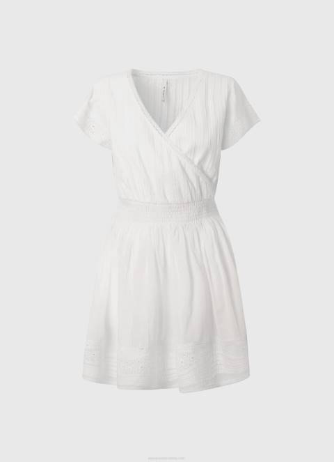 žene bijela poete vezena pamučna haljina Pepe Jeans JZ8H165