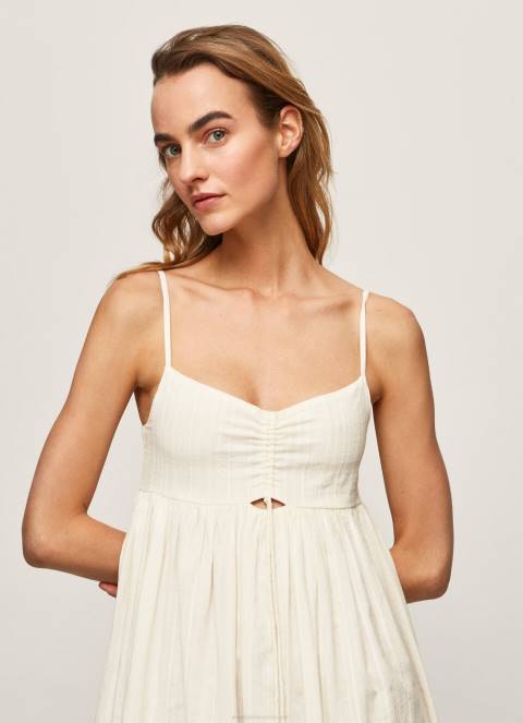 žene bijela prue pamučna dobby haljina Pepe Jeans JZ8H221