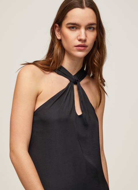 žene crno casey obična satenska haljina Pepe Jeans JZ8H186