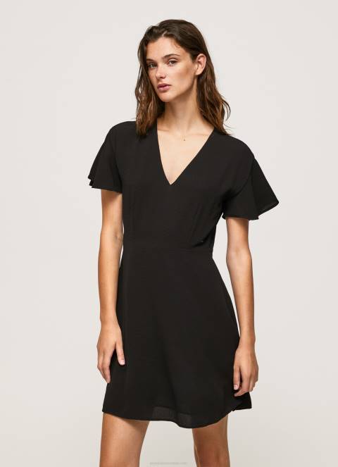 žene crno kratka haljina s v izrezom Pepe Jeans JZ8H195