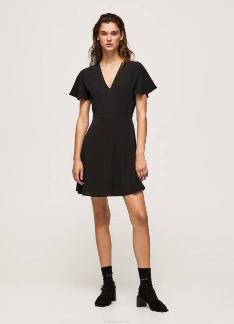 žene crno kratka haljina s v izrezom Pepe Jeans JZ8H195
