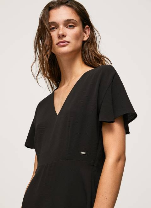 žene crno kratka haljina s v izrezom Pepe Jeans JZ8H195