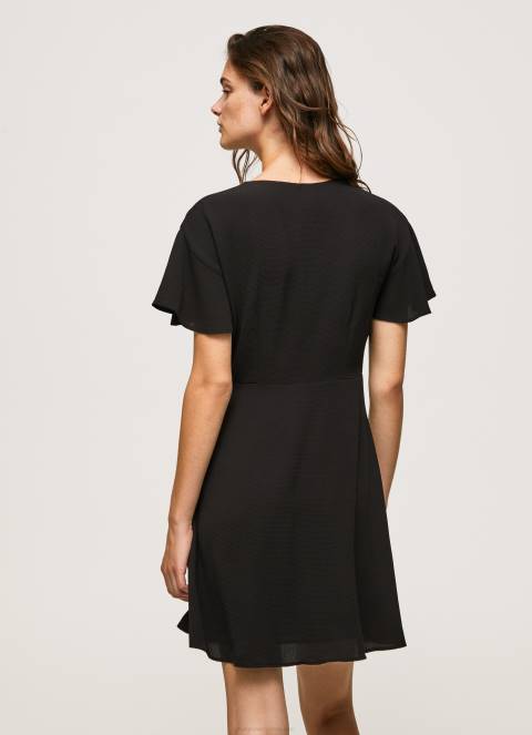 žene crno kratka haljina s v izrezom Pepe Jeans JZ8H195