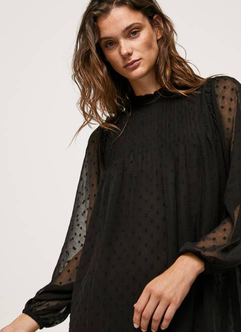 žene crno mini haljina s printom točkica Pepe Jeans JZ8H207