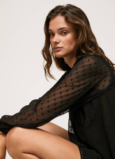 žene crno mini haljina s printom točkica Pepe Jeans JZ8H207