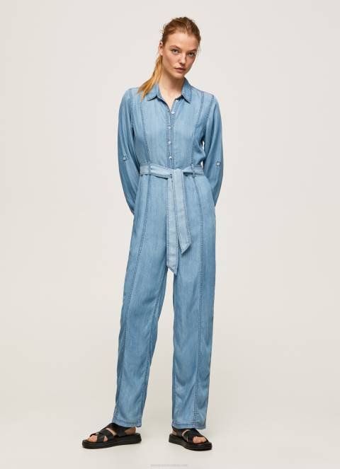 žene plava dugi kombinezon s detaljem remena Pepe Jeans JZ8H192
