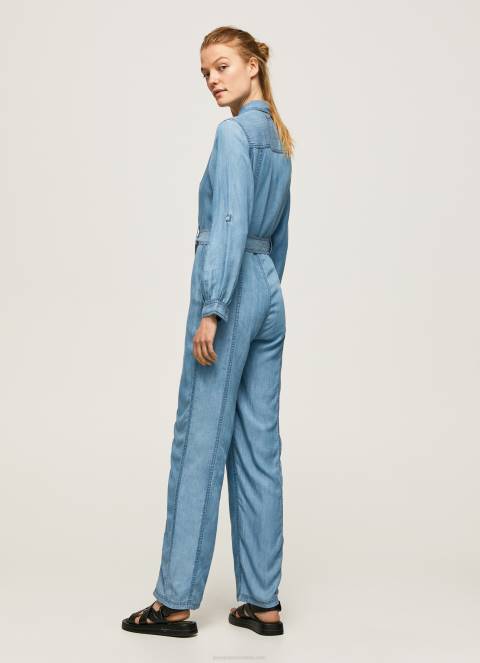 žene plava dugi kombinezon s detaljem remena Pepe Jeans JZ8H192