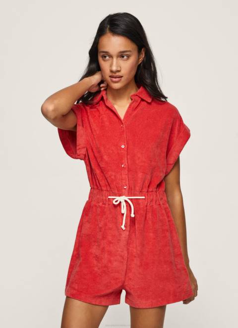 žene studio crvena kratki baršunasti kombinezon Pepe Jeans JZ8H210