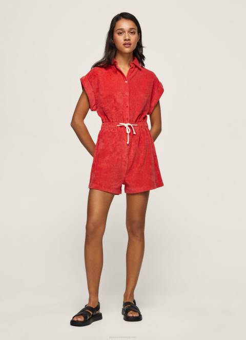 žene studio crvena kratki baršunasti kombinezon Pepe Jeans JZ8H210