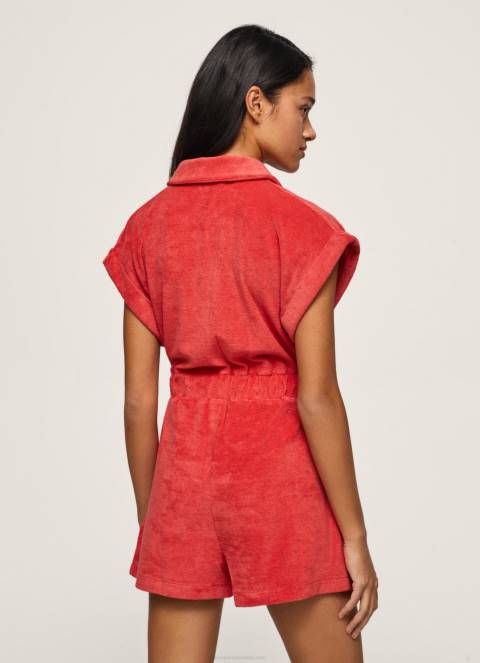 žene studio crvena kratki baršunasti kombinezon Pepe Jeans JZ8H210