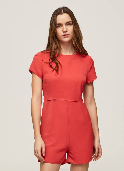 žene studio crvena kratki kombinezon od krep Pepe Jeans JZ8H203