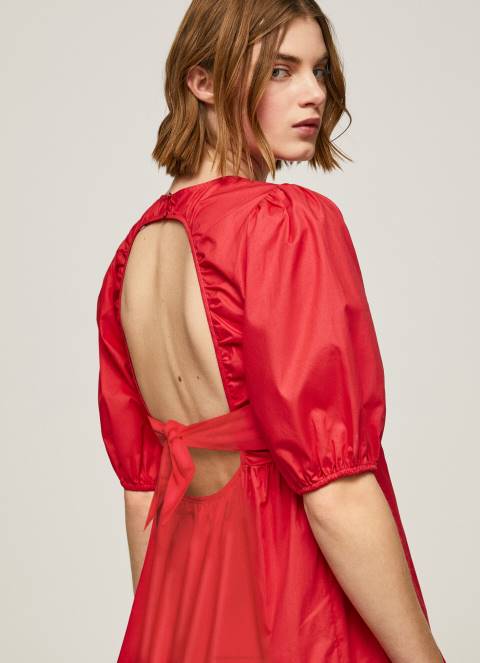 žene studio crvena pamučna haljina od poplina Pepe Jeans JZ8H146