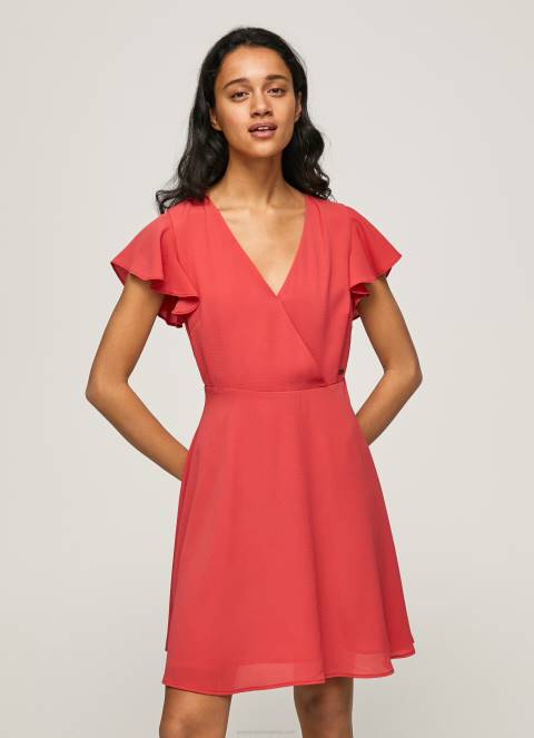 žene studio crvena patrizia haljina s prekriženim ovratnikom Pepe Jeans JZ8H166