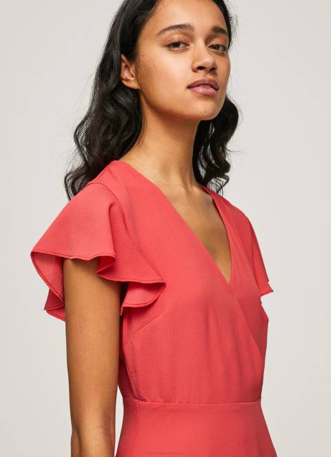 žene studio crvena patrizia haljina s prekriženim ovratnikom Pepe Jeans JZ8H166