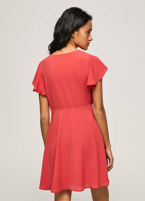 žene studio crvena patrizia haljina s prekriženim ovratnikom Pepe Jeans JZ8H166