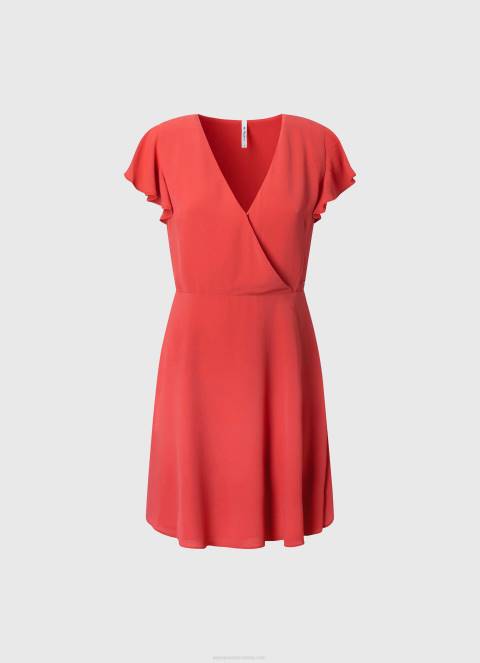 žene studio crvena patrizia haljina s prekriženim ovratnikom Pepe Jeans JZ8H166