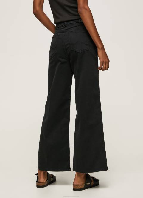 žene crno lepršave pamučne hlače Pepe Jeans JZ8H313