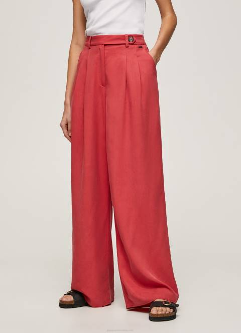 žene studio crvena široke plisirane hlače Pepe Jeans JZ8H289
