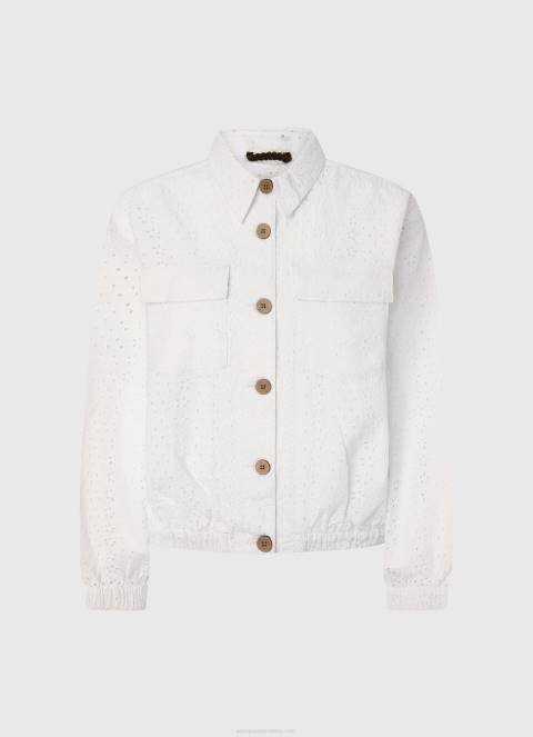 žene bijela ažurna pamučna jakna Pepe Jeans JZ8H142