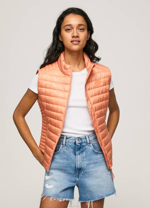 žene breskva podstavljeni prsluk s logotipom gumene zakrpe Pepe Jeans JZ8H133