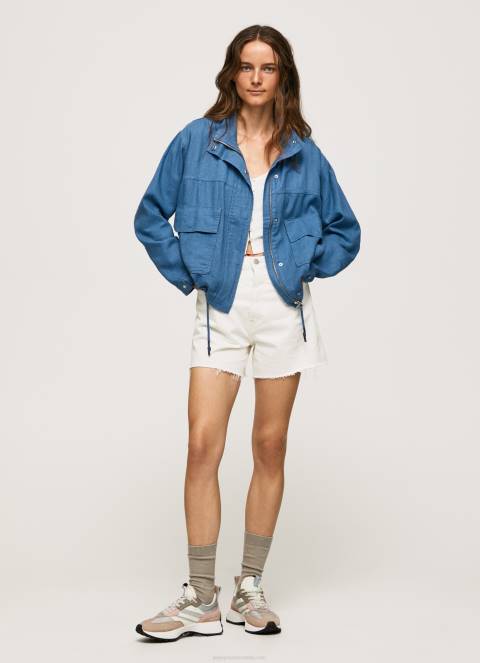žene chambray lanena jakna opuštenog kroja Pepe Jeans JZ8H128