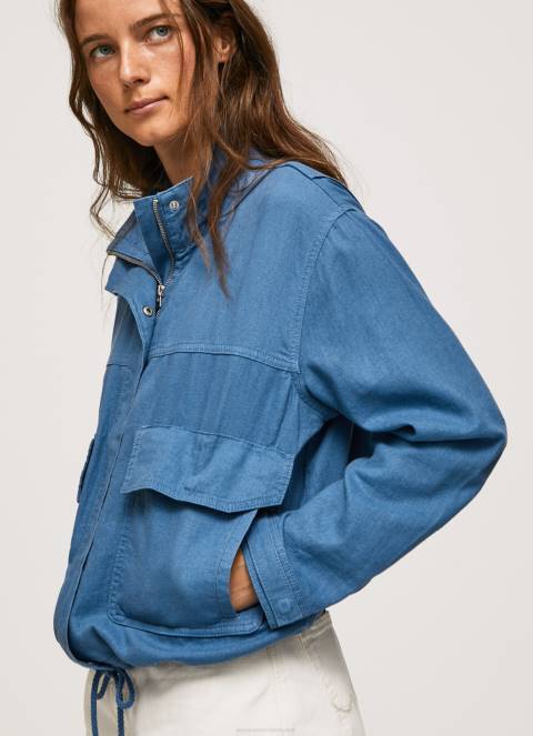 žene chambray lanena jakna opuštenog kroja Pepe Jeans JZ8H128
