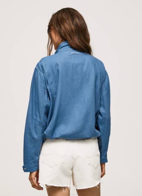 žene chambray lanena jakna opuštenog kroja Pepe Jeans JZ8H128