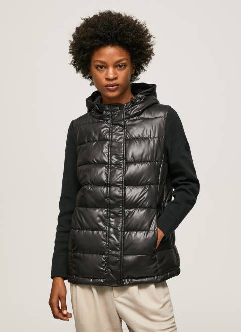 žene crno mat finiš puf jakna Pepe Jeans JZ8H121