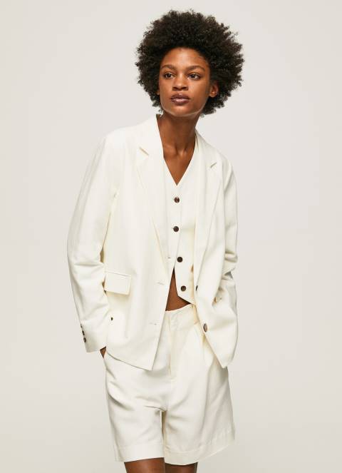 žene mousse laneni blejzer s dvostrukim izrezom Pepe Jeans JZ8H111