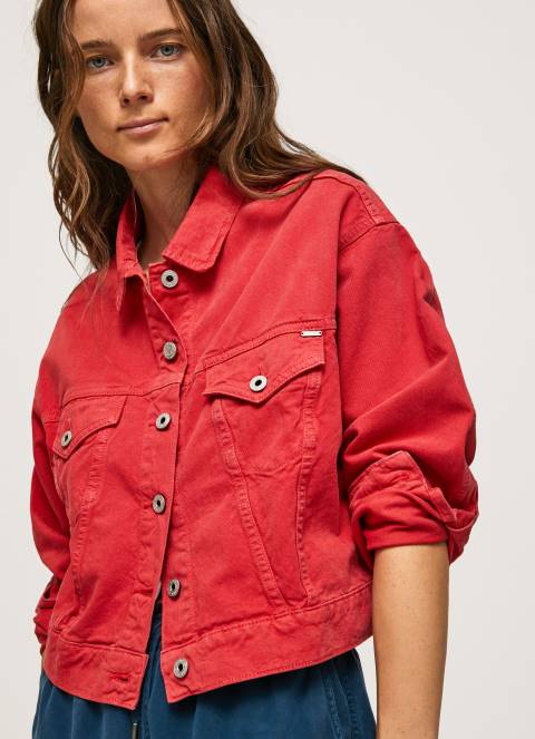 žene studio crvena traper jakna regularnog kroja Pepe Jeans JZ8H141