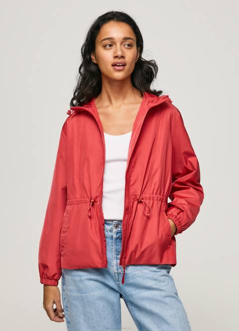 žene studio crvena vjetrovka s kapuljačom Pepe Jeans JZ8H129