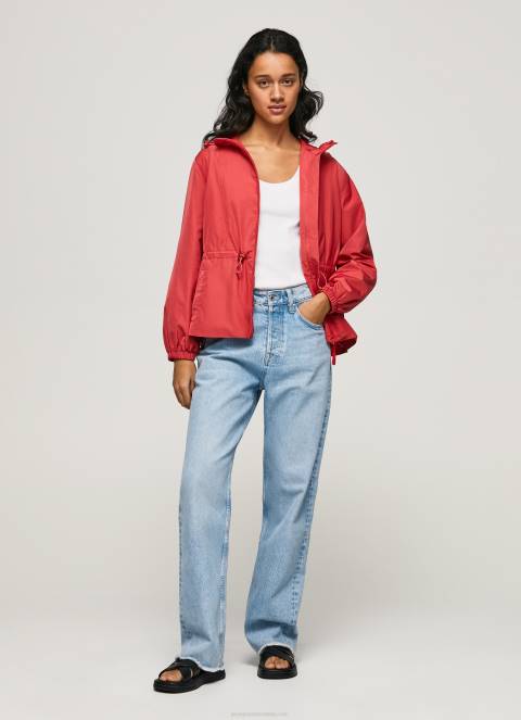 žene studio crvena vjetrovka s kapuljačom Pepe Jeans JZ8H129