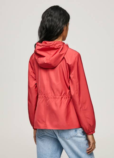 žene studio crvena vjetrovka s kapuljačom Pepe Jeans JZ8H129