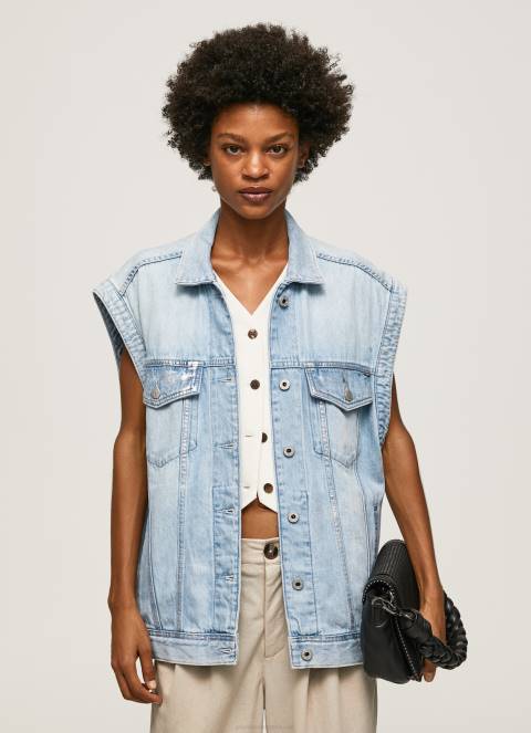 žene traper oversized fit traper prsluk Pepe Jeans JZ8H131