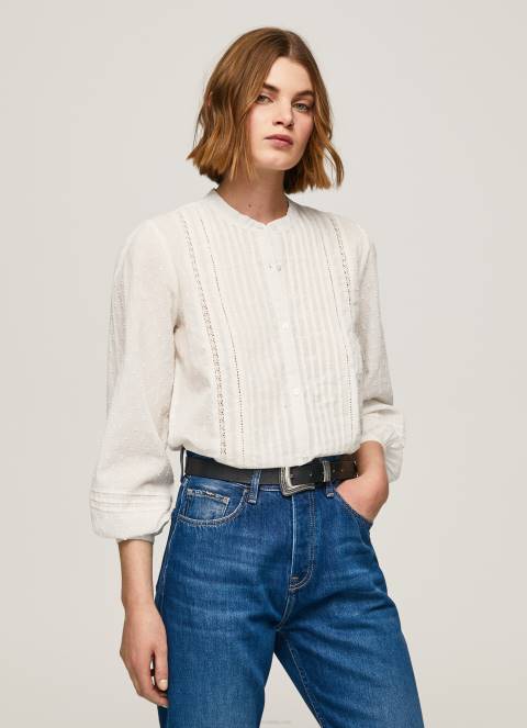 žene bijela izvezena pamučna bluza dobby Pepe Jeans JZ8H343