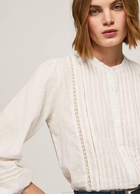 žene bijela izvezena pamučna bluza dobby Pepe Jeans JZ8H343