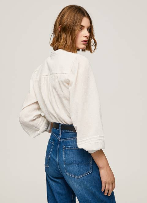 žene bijela izvezena pamučna bluza dobby Pepe Jeans JZ8H343