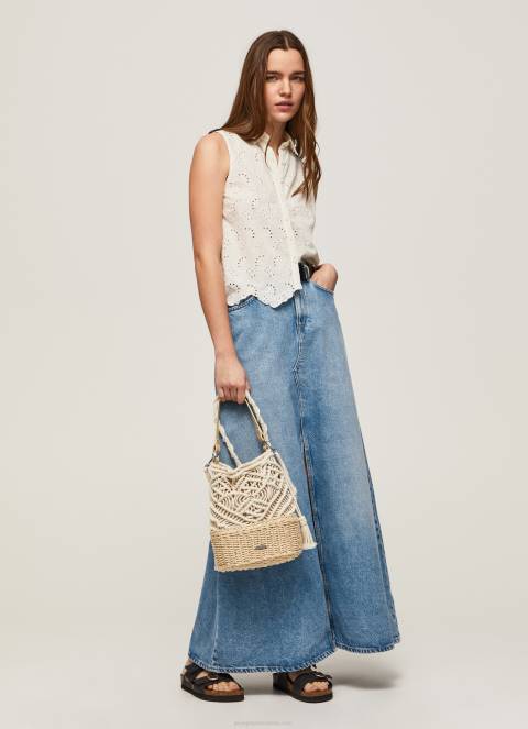 žene bijela košulja s rukavima s otvorenim rukavima Pepe Jeans JZ8H337