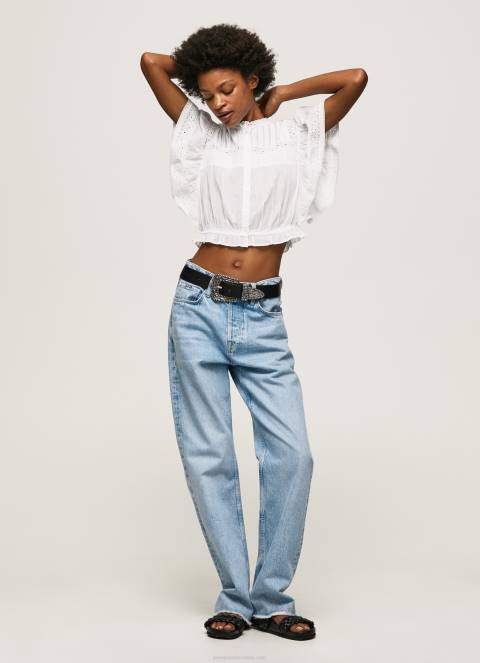 žene bijela pamučna bluza s otvorenim detaljima Pepe Jeans JZ8H344
