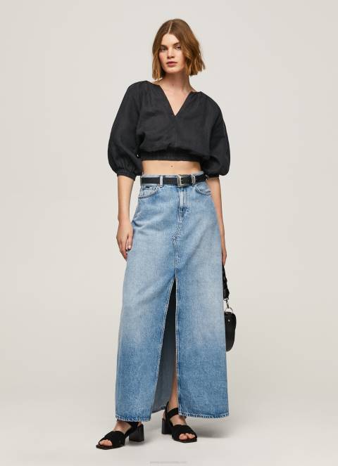 žene crno skraćeni top s v-izrezom Pepe Jeans JZ8H374